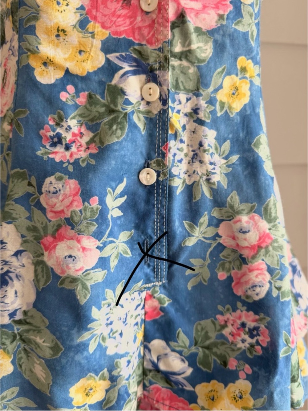 Vintage Floral Print Ruffle Hem Mini Dress XS - Picture 7 of 7